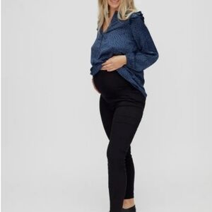Motherhood Maternity Womens Super Stretch Fit Belly Ankle Skinny Pants, S, Black